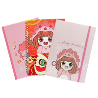 Agenda scolaire A5 à spirales avec impression florale personnalisée de dessins animés 2023