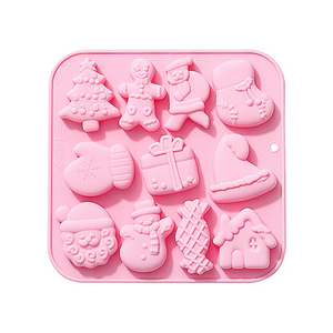 Moule en silicone pour arbre de Noël à 11 compartiments, outil de pâtisserie en ABS de qualité alimentaire pour la cuisson, découpage à la <span class=keywords><strong>colle</strong></span>, thème de Noël, emporte-pièce pour bonbons - Product Image 4
