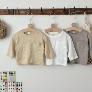 Çocuk rahat uzun kollu bambu pamuk T-Shirt erkek kız rahat bebek üst için bahar sonbahar ince tasarım giyim - Product Image 1