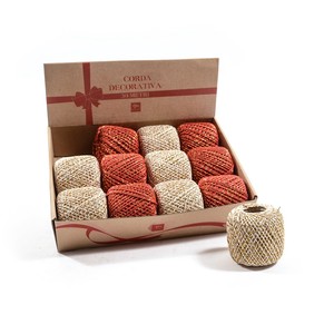 เชือกสีเบจ/สีแดงแบบม้วนยาว 30 ม. พร้อมส่วนแทรกสีทองหลากหลายแบบ - Product Image 1