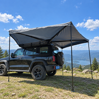 Auvent latéral de voiture en toile Oxford 600D double couche imperméable, 270 degrés, rayon de 2,0 m à 2,5 m, avec éclairage LED, installation rapide