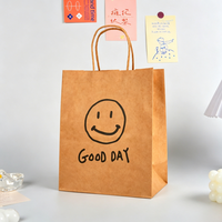 Sac cadeau de luxe en papier kraft biodégradable écologique, style Nouvel An, avec poignée découpée, impression personnalisée de vœux, sac de fête OEM/ODM