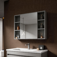 Meuble-lavabo suspendu avec étagères ouvertes et porte coulissante, armoire de rangement murale, mobilier de salle de bain moderne et minimaliste