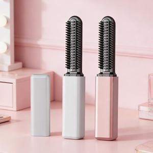 0728 Portable Straightening Comb Titanium Coated <b>Heating</b> Plate Hair Straightener Brush Within 30s Fast Heat Hot for Daily Use - Product Image 4
