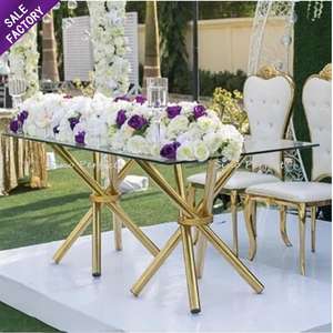 Vente directe d'usine Table rectangulaire de décoration de mariage Meubles en acier inoxydable Table à gâteau de mariage - Product Image 1
