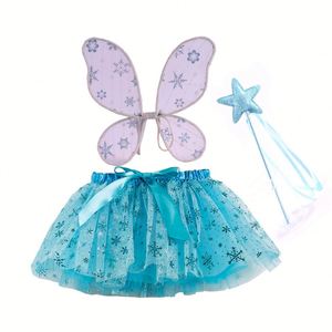 Falda tutú azul para niñas pequeñas con alas de hadas y varita mágica para princesa cumpleaños fiesta de Halloween disfraz - Product Image 1