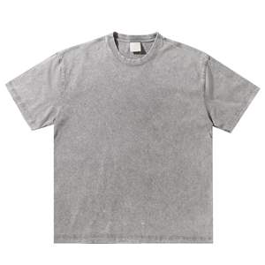 Venta al por mayor Unisex de alta calidad en blanco lavado ácido camiseta Hip Hop de gran tamaño 100% algodón personalizado Vintage camiseta - Product Image 6