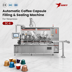 Machine de scellage de capsules de <span class=keywords><strong>café</strong></span> à six voies, 300-360 capsules/min, SUS304, remplissage servo, CE ISO9001, usine - Product Image 1