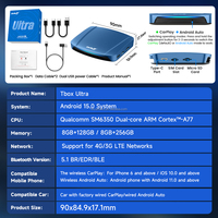 Adaptador Inalámbrico Carlinkit Tbox Ultra Tv Dongle 6350 8G 128gb 5G 2.4G Carplay para Auto, Android 15 Smart Ai Box
