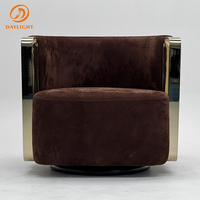 Fauteuil de salon de luxe en cuir, pivotant en métal, moderne, en tissu, pour la détente