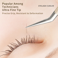 Ensemble de 4 pinces à cils en acier inoxydable avec pointes droites et courbées, poignée durable et confortable pour les extensions de cils