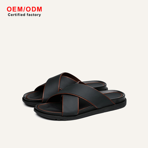 Old Money Style Men's Cross-Strap Slide Summer 2026 New Breathable Premium Top-Grain Cowhide Soft Sole High-End Casual Slides - Product Image 2