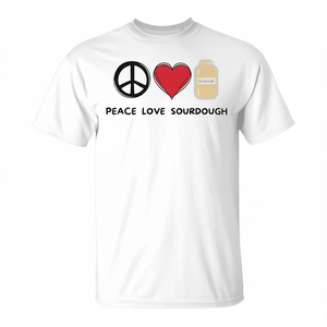 T-shirt Rétro Mignon « Amour et Paix » pour les Amateurs de Levain – Un Article Promotionnel Élégant pour les Passionnés de Levain - Product Image 2