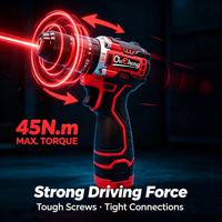 Perceuse à percussion sans fil Li-ion 45 N.m de couple, double vitesse 1600 tr/min, moteur sans balais, batterie Li-ion 1,5 Ah, pour bricolage domestique