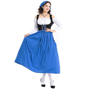 Alemania Oktoberfest Beer Maid Dress Bavarian <span class=keywords><strong>Heidi</strong></span> Medieval Farm Maid Costume para mujeres Vestido largo TV & Movie Inspired - Product Image 4