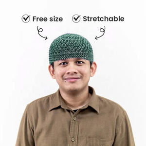 Kufi multicolore en tricot extensible avec bonnet de prière flexible pour homme et couvre-chef ethnique musulman pour la prière quotidienne et la prière de Jummah - Product Image 1