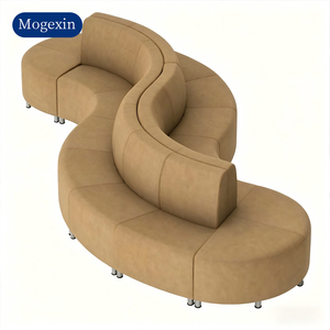 Modern Curved Modular Sectional <b>Sofa</b> S-Shaped Upholstered Lounge <b>Sofa</b> for Hotel Lobby <b>Office</b> - Product Image 6
