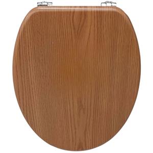 Asiento de inodoro ovalado en MDF de roble - Product Image 1