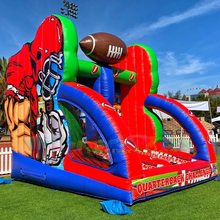 Amusement juego inflables bounce house supergames inflatable first dowm quarterback football challenge game one on one