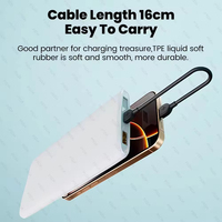 Kabel Pengisian Cepat 2-in-1 Berwarna 16.5CM 60W Kabel 16cm 3A USB-C ke USB-C ke Lighting untuk Ponsel/Power Bank