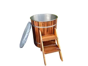 Round Shape Wooden Cold Plunge Ice Bath Tub With Integrated Chiller Better To Immerse Yourself