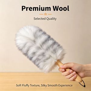Brosse à <span class=keywords><strong>poussière</strong></span> en laine avec manche en bois massif, antistatique, pour le nettoyage domestique, personnalisable, outil de nettoyage pour la maison, vente en gros en usine - Product Image 6