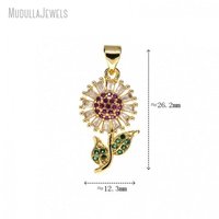 Bijoux en cuivre, zircon cubique, fleur de tournesol, pendentif croco à breloques pour collier, bricolage, accessoires pour femmes, vente en gros