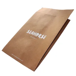 Saco de papel Kraft biodegradável reciclado, saco expansível para envio, envelope, para roupas, serigrafia UV branca de Xangai