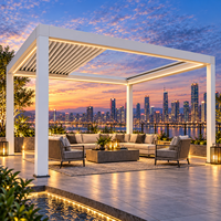 Pergola extérieure prête à l'emploi (OEM) en aluminium, pergola à lames orientables, toit coulissant, résistante au vent, pour espace de restauration sur toit commercial