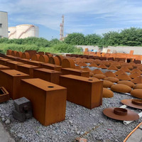 Table de foyer extérieur carrée en acier Corten avec brûleur en acier inoxydable, chauffage pour jardin, patio, cour, taille personnalisable