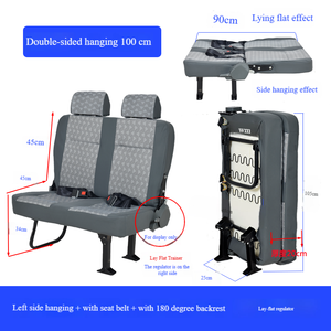 Asiento Doble de PVC Negro Personalizado para Minibús con Cinturón, Asiento Plegable para <span class=keywords><strong>Camper</strong></span> Van, para Mercedes Sprinter, <span class=keywords><strong>Toyota</strong></span> Hiace, Vito - Product Image 5