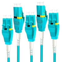 Câble de brassage fibre optique blindé Uniboot LC UPC vers LC UPC OM3 OM4 50/125µm Multimode LSZH Aqua Jumper pour centre de données