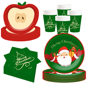 DAMAI Nuevo Juego de Vajilla Navideña con Elementos de Papá Noel, Platos de Papel y Molde de Manzana para Suministros Navideños, Sirve para 8 Personas - Product Image 5