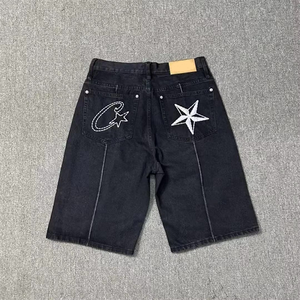 Shorts amples décontractés pour hommes, style international, avec broderie étoile, rétro urbain, effet usé, en coton délavé soleil, pour l'été - Product Image 4