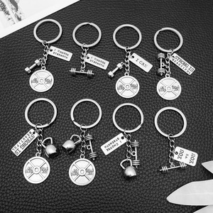 Porte-clés créatif en alliage de zinc, haltères, barres de musculation, kettlebells, sport, fitness, lettres, cadeaux de gym, musculation, porte-clés de <span class=keywords><strong>voiture</strong></span> pour hommes - Product Image 2
