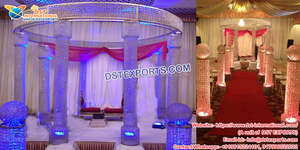 ชุดเดรสงานแต่งทำจากคริสตัลผีเสื้อ,Mandap ที่ไม่ซ้ำแบบมีเอกลักษณ์ Mandap ประดับคริสตัล FRP เสาคริสตัลรูปผีเสื้อสำหรับงานแต่งงาน - Product Image 5