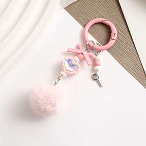 Nouvelle Chaîne de Téléphone Créative Style Dessin Animé avec Pompon, Perles DIY, Matériel Peluche Fait Main, Pendentif Mignon, Porte-clés - Product Image 6