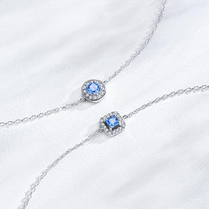 Pulsera de Cadena con Circonita Cuadrada Azul Océano en Plata de Ley S925 para Mujer, Joyería Sencilla para Uso Diario, Versión de Cobre Personalizable - Product Image 4