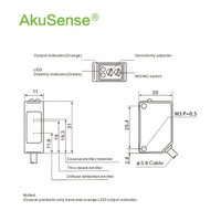 Sensor Fotoeléctrico Miniatura Sense EST-X200N para Detección de Objetos Móviles de Vidrio y Plástico, Alcance de 2m, 24v CC, Montaje con Tornillo, Salida NPN
