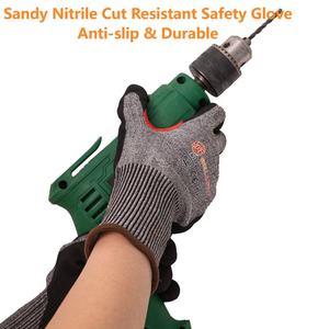 Gants de travail de sécurité anti-coupure de haute qualité ANSI A6 en nitrile sablé avec acier HPPE EN388 E pour la fabrication métallique et la découpe du verre - Product Image 4