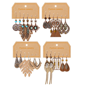 Boucles d'oreilles pendantes bohèmes en alliage plaqué bronze antique pour femme, motif plume, idéales pour les soirées - Product Image 5