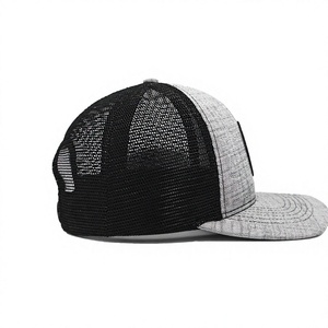 Casquette de camionneur noire confortable à 6 panneaux avec patch en cuir et maille, style jeune et dynamique, fabriquée au Vietnam - Product Image 3