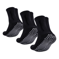 Vente en gros Chaussettes de sport de football unisexes noires écologiques en bambou à haute compression et antidérapantes avec logo antidérapant pour hommes