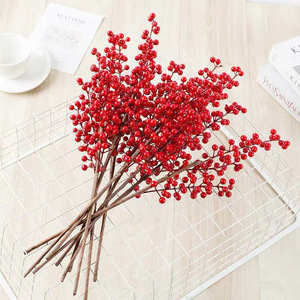Nhân Tạo <span class=keywords><strong>Red</strong></span> Berry Chọn Giả Berry Phun Chi Nhánh Giáng Sinh Berry Thân Cây Cành Cây Cành Cây - Product Image 1