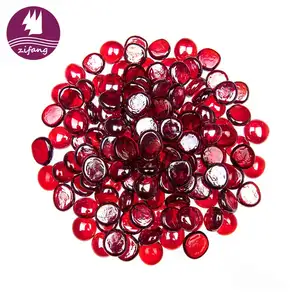 Glass Flat Marbles, Red