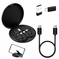 Caja de Almacenamiento Digital 6 en 1 con Soporte Creativo para Teléfono, Incluye Expulsor de Tarjeta SIM y Ranuras para Tarjetas, Carga Portátil/Transferencia de Datos/Almacenamiento