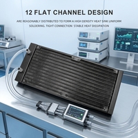 Radiateur de refroidissement à eau en aluminium OCOCOO 240 mm, dissipateur thermique à 12 canaux plats avec raccord cannelé de 8 mm pour applications médicales et imprimantes 3D