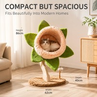 Arbre à chat compact avec niche en peluche et griffoir en sisal pour chats