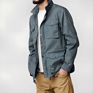Veste de travail décontractée premium pour <span class=keywords><strong>homme</strong></span>, coupe ample, avec fermeture éclair sur le devant, col rabattable, coupe-vent, respirante, personnalisable (OEM) - Product Image 3