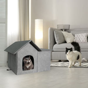 Weatherproof Indoor/Outdoor Cat Houses with Collapsible Warm Feral Cat Shelter and Removable Soft <b>Mat</b> <b>Pet</b> Beds/Cages - Product Image 6